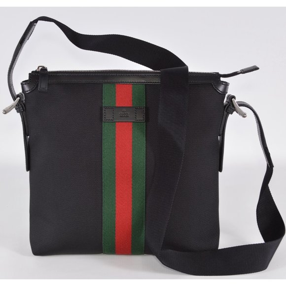 NEW Gucci 631199 Black Techno Canvas Red Green Web Messenger Bag Purse - Picture 5 of 12